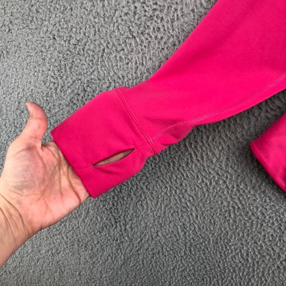 Athleta Triumph Full Zip Jacket Womens Medium M Pink Mock Neck Thumbholes 531109 - Picture 2 of 10